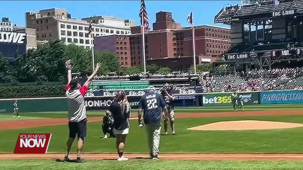 Judge Jeffrey Reed throws out first pitch at Thursday's Cleveland Guardians game